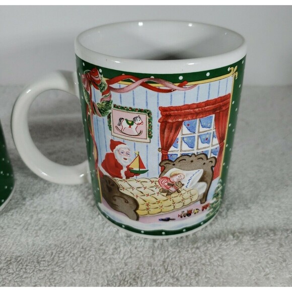Christmas Santa Train Coffee Mugs Breckenridge Holidays Set of Two Collectible - Picture 7 of 12